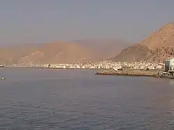 Al-Mukalla with the Hadhramaut in the background, as seen from the Gulf of Aden in the Arabian Sea