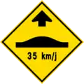 Hump ahead with speed limit