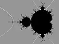External rays for angles of the form : n / ( 23 - 1) (1/7,2/7) (3/7,4/7) landing on the point c= -1.75 = -7/4 (5/7,6/7) landing on the root points of period 3 components.