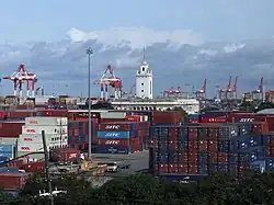 Manila South Harbor with the Bureau of Customs building in the center
