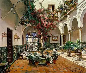 Interior Courtyard, Seville by Manuel García y Rodríguez, c 1920