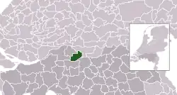 Highlighted position of Aalburg in a municipal map of North Brabant