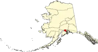 Map of Alaska highlighting Anchorage