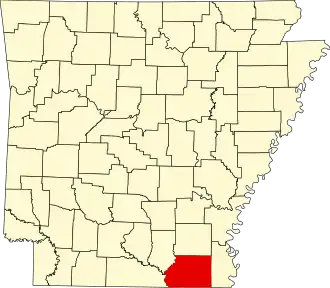 State map highlighting Ashley County