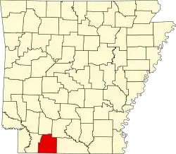 Map of Arkansas highlighting Columbia County