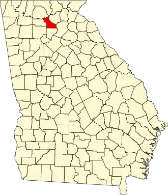 State map highlighting Dawson County