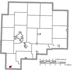 Location of Cumberland in Guernsey County