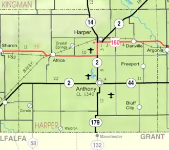 KDOT map of Harper County (legend)