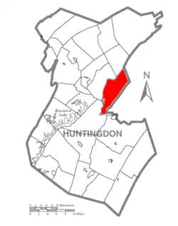 Map of Huntingdon County, Pennsylvania Highlighting Brady Township