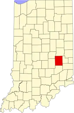 State map highlighting Rush County