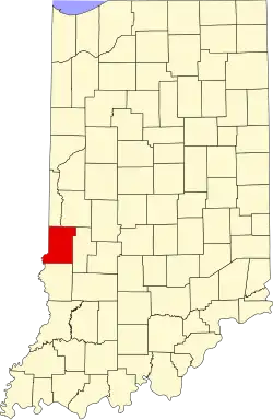 State map highlighting Vigo County