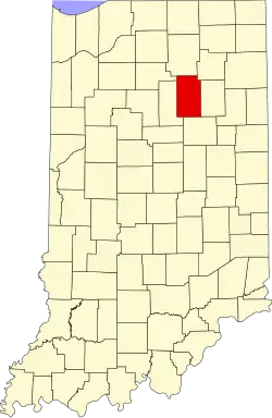 State map highlighting Wabash County