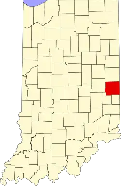 State map highlighting Wayne County