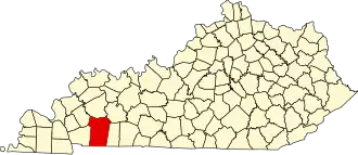 State map highlighting Christian County
