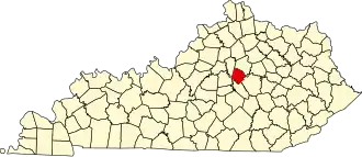 State map highlighting Jessamine County
