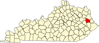 State map highlighting Johnson County