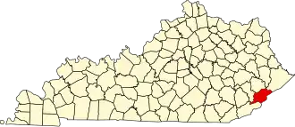 State map highlighting Letcher County