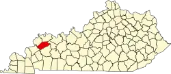 Map of Kentucky highlighting Webster County