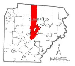 Map of Clearfield County, Pennsylvania highlighting Lawrence Township