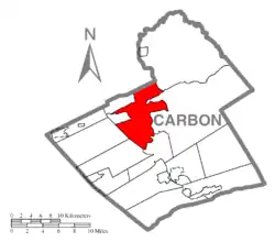 Location of Lehigh Township in Carbon County, Pennsylvania