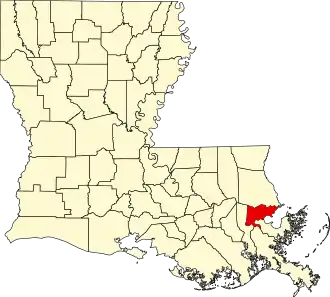 Map of Louisiana highlighting Orleans Parish