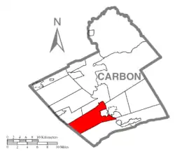 Location of Mahoning Township in Carbon County