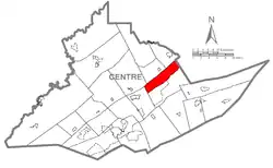 Map of Centre County, Pennsylvania highlighting Marion Township