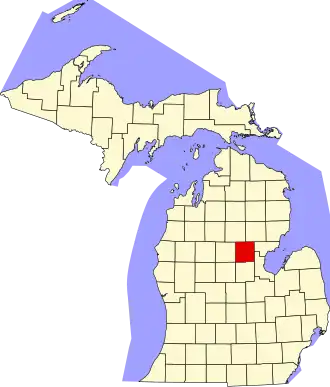 State map highlighting Gladwin County