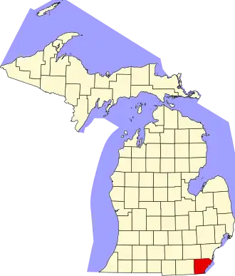 State map highlighting Monroe County