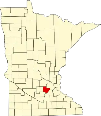 State map highlighting Carver County