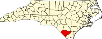 State map highlighting Columbus County
