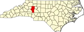 Map of North Carolina highlighting Iredell County