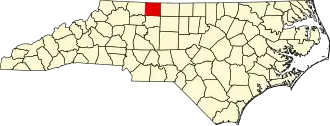 Map of North Carolina highlighting Stokes County