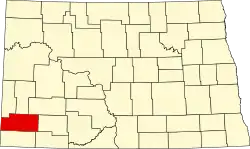 Map of North Dakota highlighting Slope County