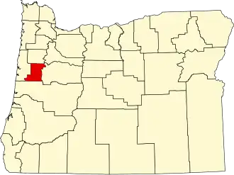 State map highlighting Benton County