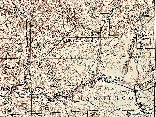 Topography of Castac Valley and Rancho San Francisco
