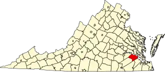 State map highlighting Surry County