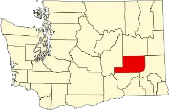 Map of Washington highlighting Adams County