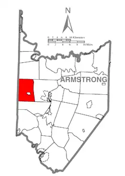 Map of Armstrong County, Pennsylvania, highlighting West Franklin Township