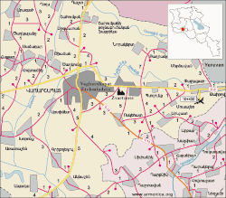 Road map around the site of Zvartnots
