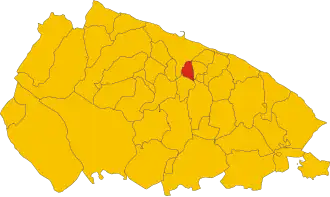 Map of comune of Valenzano (metropolitan city of Bari, region Apulia, Italy)