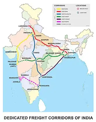 colour coded map showing freight-lines network