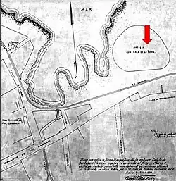 Map of the Caleta de San Lazaro showing the Batería de la Reina, Havana, Cuba