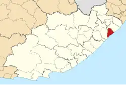 Map of the Eastern Cape with Port St Johns highlighted