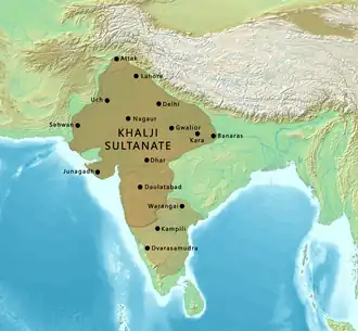 Territory controlled by the Khaljis circa 1320