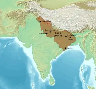 The Pala Empire in the ninth century CE[1][2]