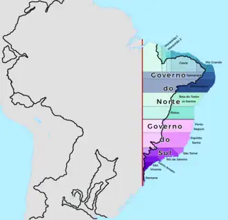 1574 The division of Brazil into two governments.