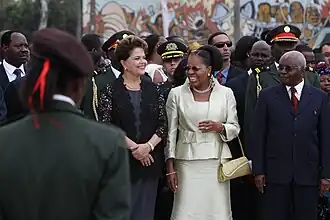 President Dilma Rousseff, President Armando Guebuza and First Lady Maria da Luz Guebuza in Maputo; 2011.