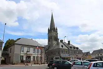 The town hall and church in Marigny