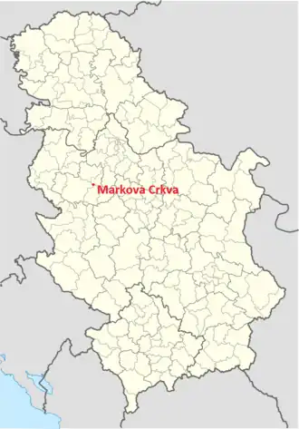 Location of the village within Serbia
